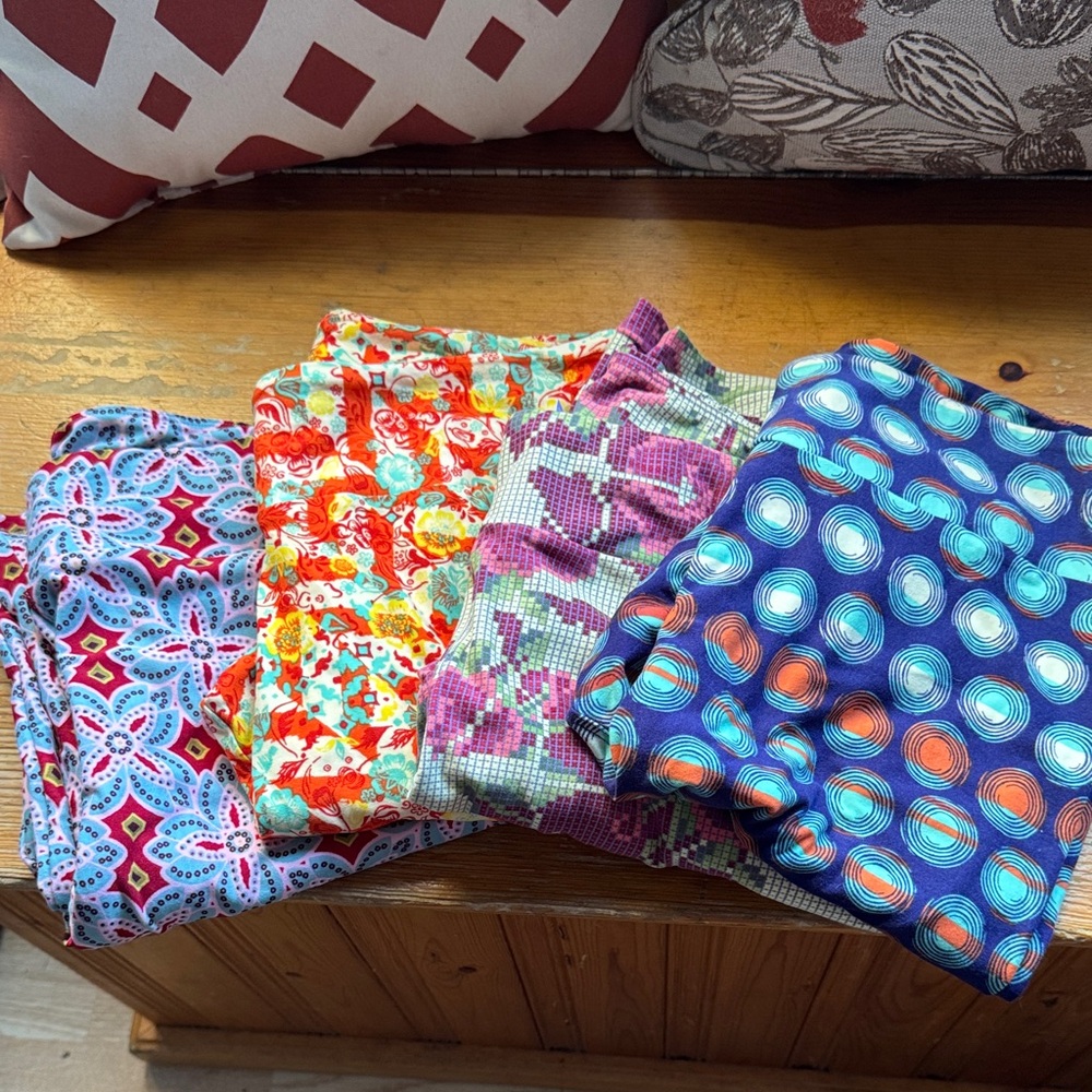 Colorful Lularoe new with out tags  tall and curvy lot of 4 pants